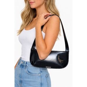 Vintage Furla Shoulder Bag‎ Black Patent Leather Made in Italy Y2K Minimalist